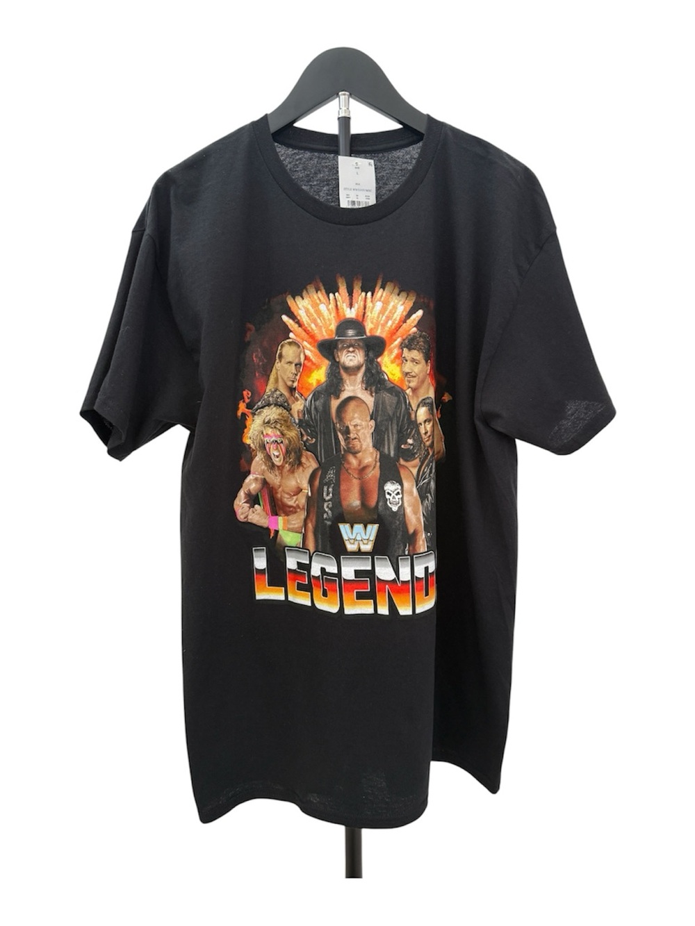 WWE Black 'Legend' Graphic Tee with Multicolor Print